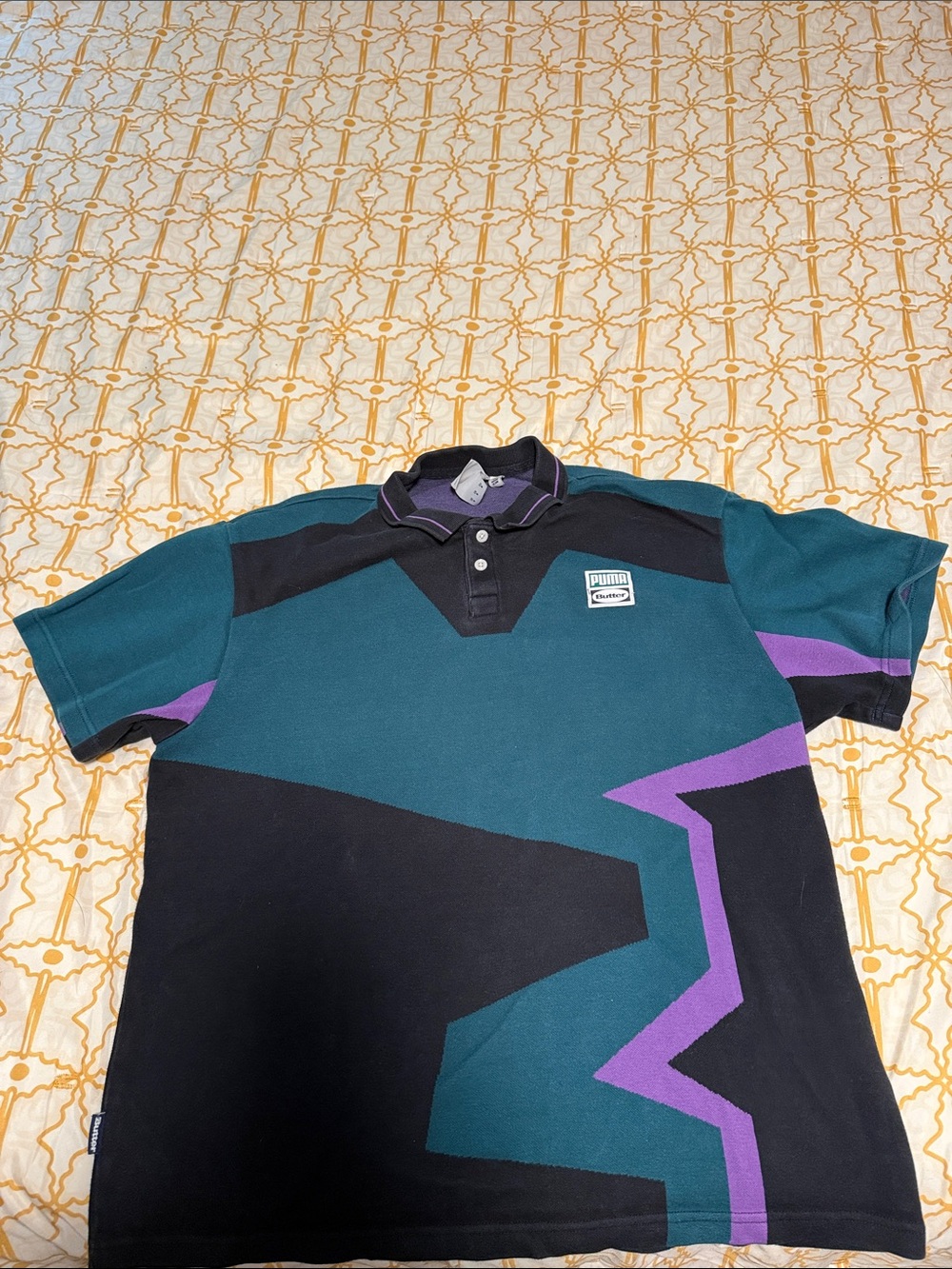 Puma Men’s Teal, Black & Purple Colorblock Polo